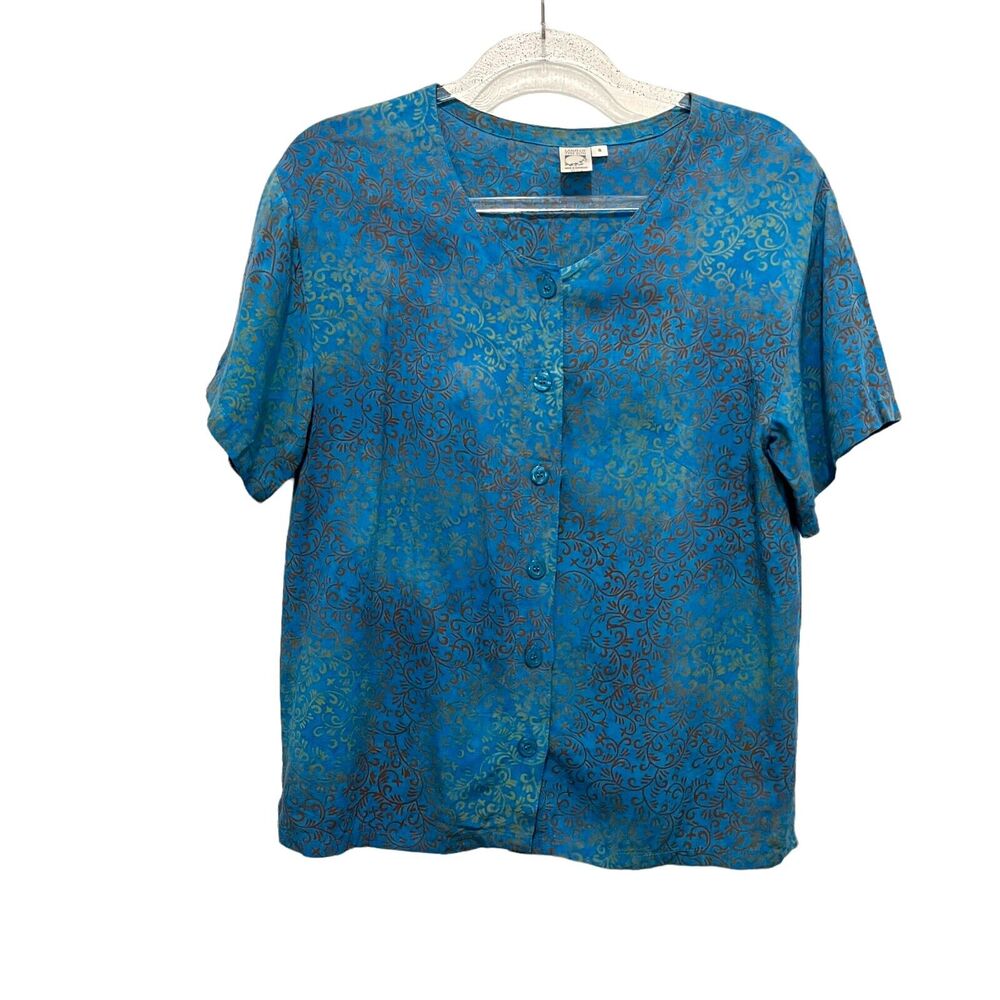 Land of the Sun Shirt Vintage 90s Beach Coastal Blue Indonesian Women's Size S